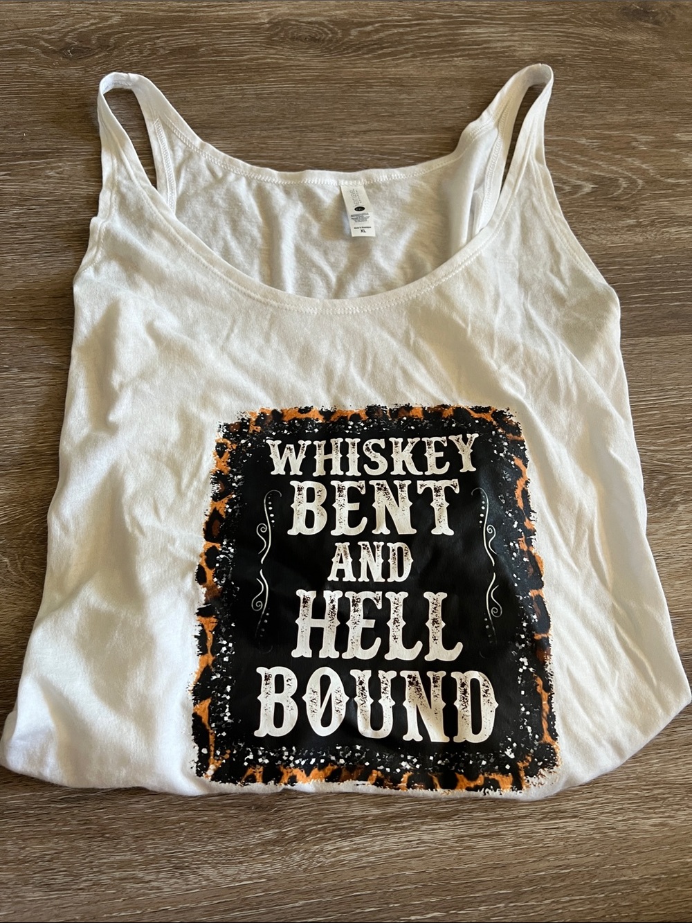 White Graphic Tank Top "Whiskey Bent and Hell Bound"